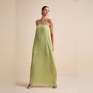 Lulus Yamuna Light Green Pleated Strapless Maxi Dress Size Large